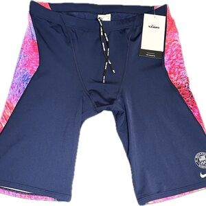 NWT -USA Nike Navy Swim Jammers with Pink and Purple Accents Size 34